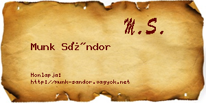 Munk Sándor névjegykártya